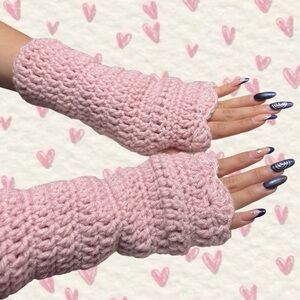 Pink crochet hand warmers size xs/s
